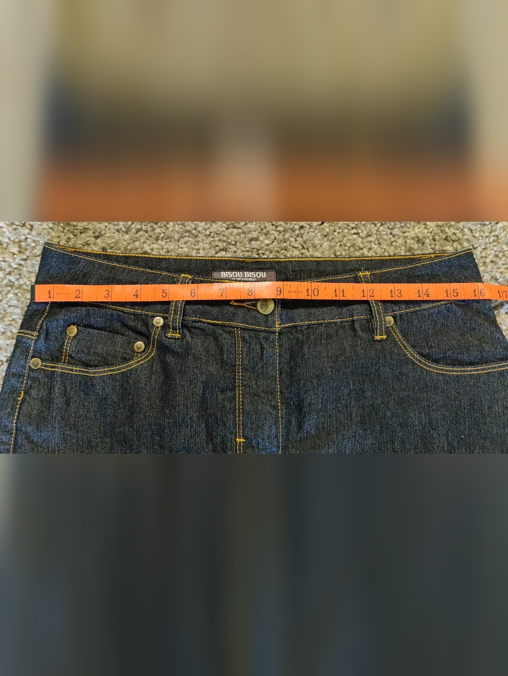 Bisou Bisou Dark Blue Denim Midi Skirt - Picture 3 of 6